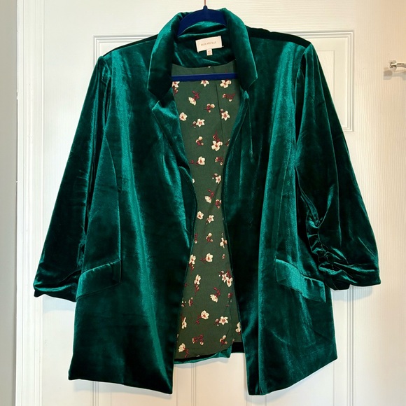 Skies Are Blue Ruched Velvet Blazer - Picture 2 of 5